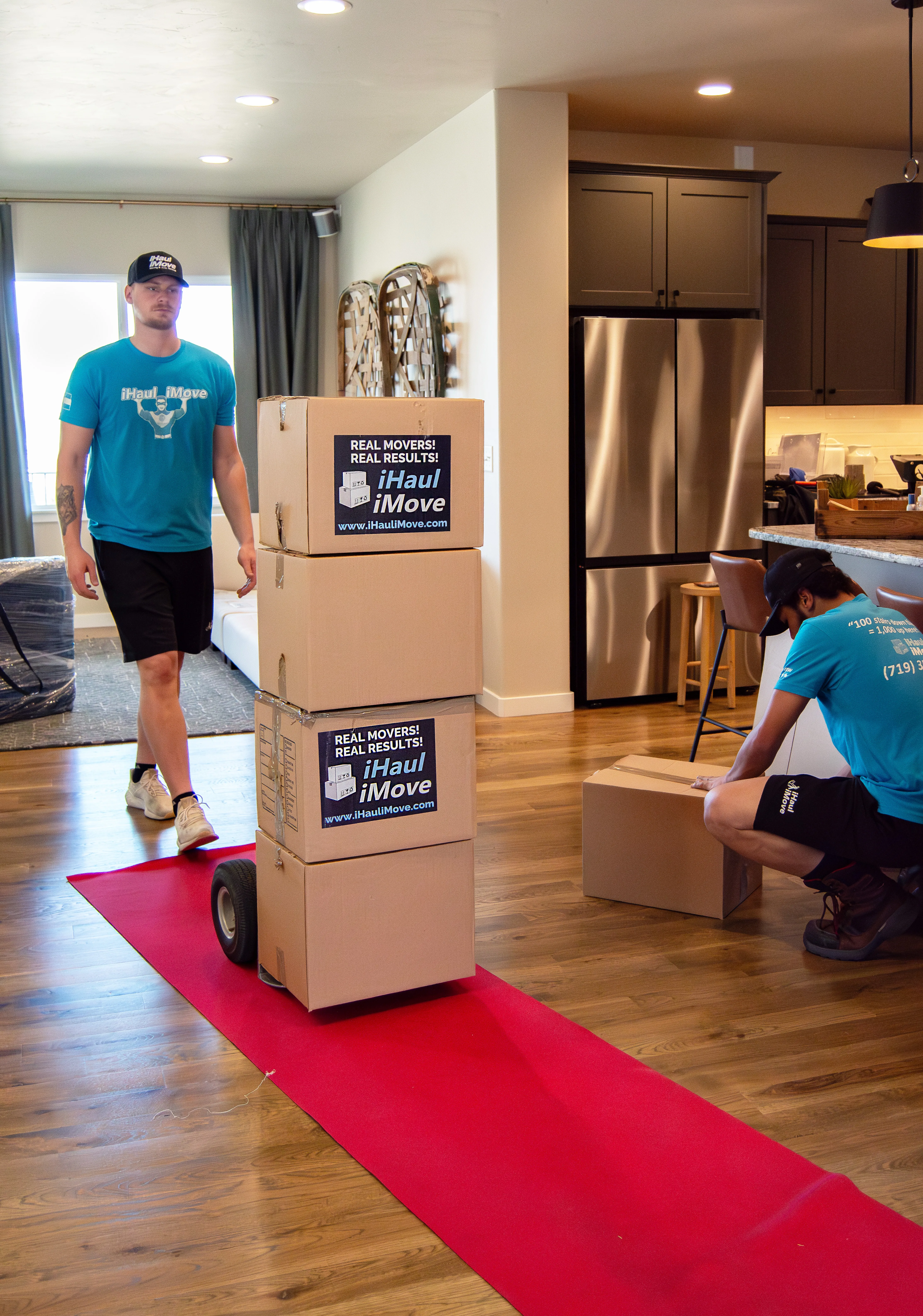 Moving crew using professional equipment